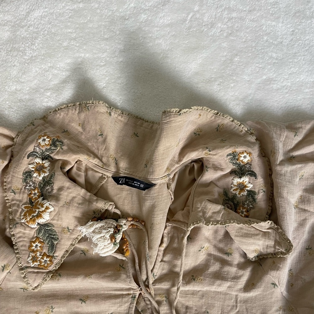Zara Boho Floral Peter Pan Collar mini dress - Picture 8 of 12